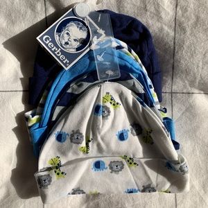Lot of 5 Gerber baby beanies / hats NWT